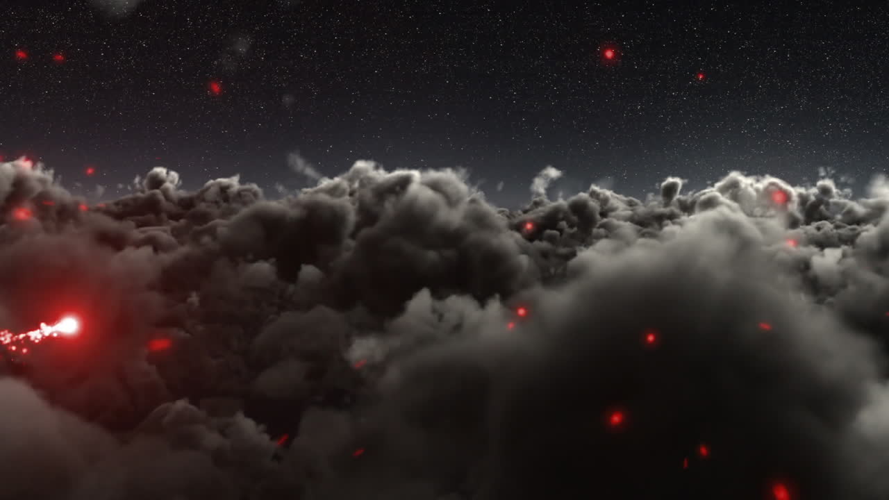 하늘 위에 있는 마법의 반 ⁇ 이는 흔적