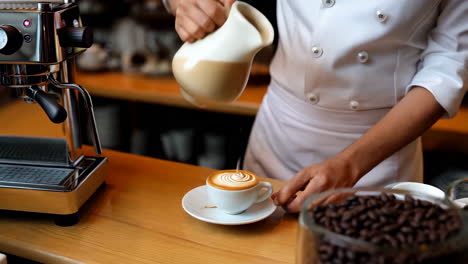 barista haciendo un latte art