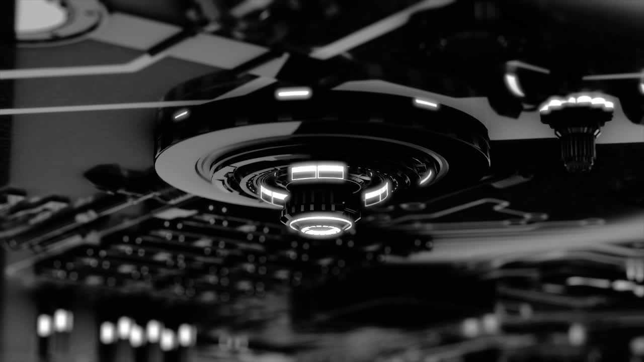 primer plano de una máquina futurista