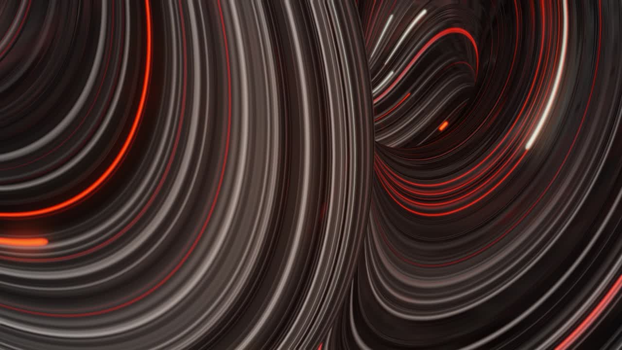 Fantastic futuristic background with twisted substances colored in neon lights. Animation. Energy impulses running fast, seamless loop.