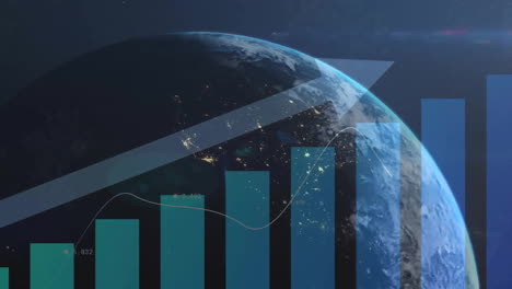 animation of financial data processing over globe