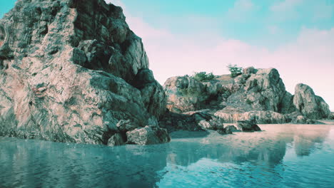 rocky tropical island in ocean