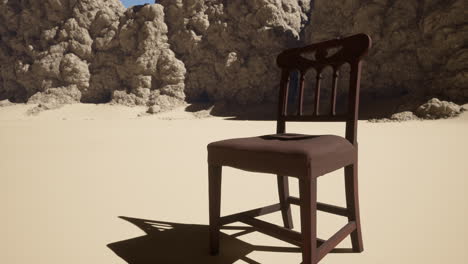 solitary chair in a desert landscape