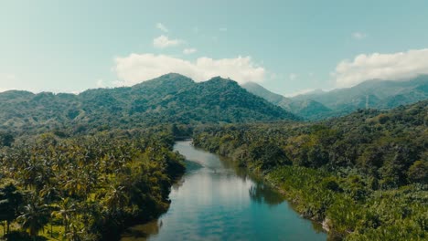 aerial drone of river and mountains, la guajira colombia