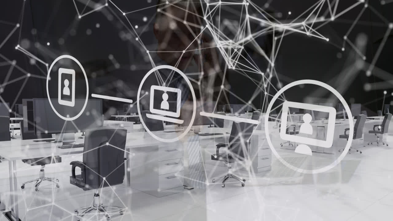 animación de la red de conexiones a través de la oficina