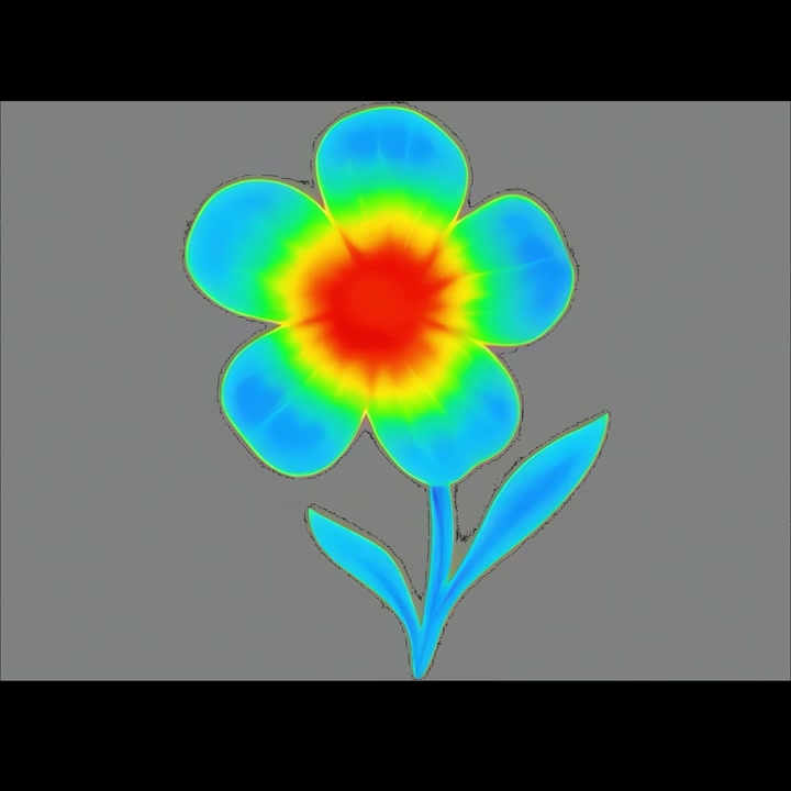 Animated Flower Illustration with Thermal Color Gradient