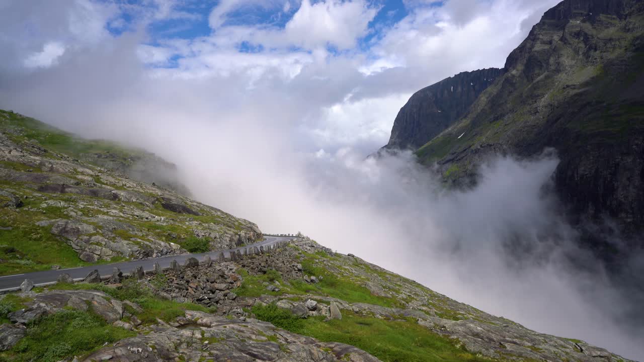 Troll's Path Trollstigen or Trollstigveien winding mountain road.