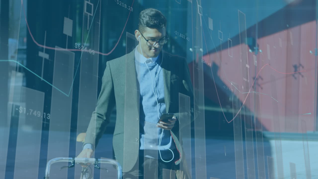 hombre usando teléfonos inteligentes y datos