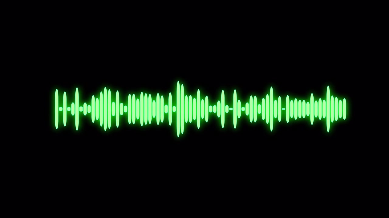 Animating Green Neon Audio Equalizer on Black Background