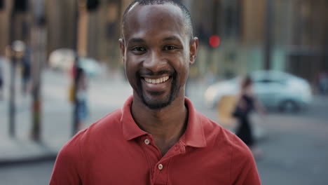 slow motion portrait of happy african american man smiling