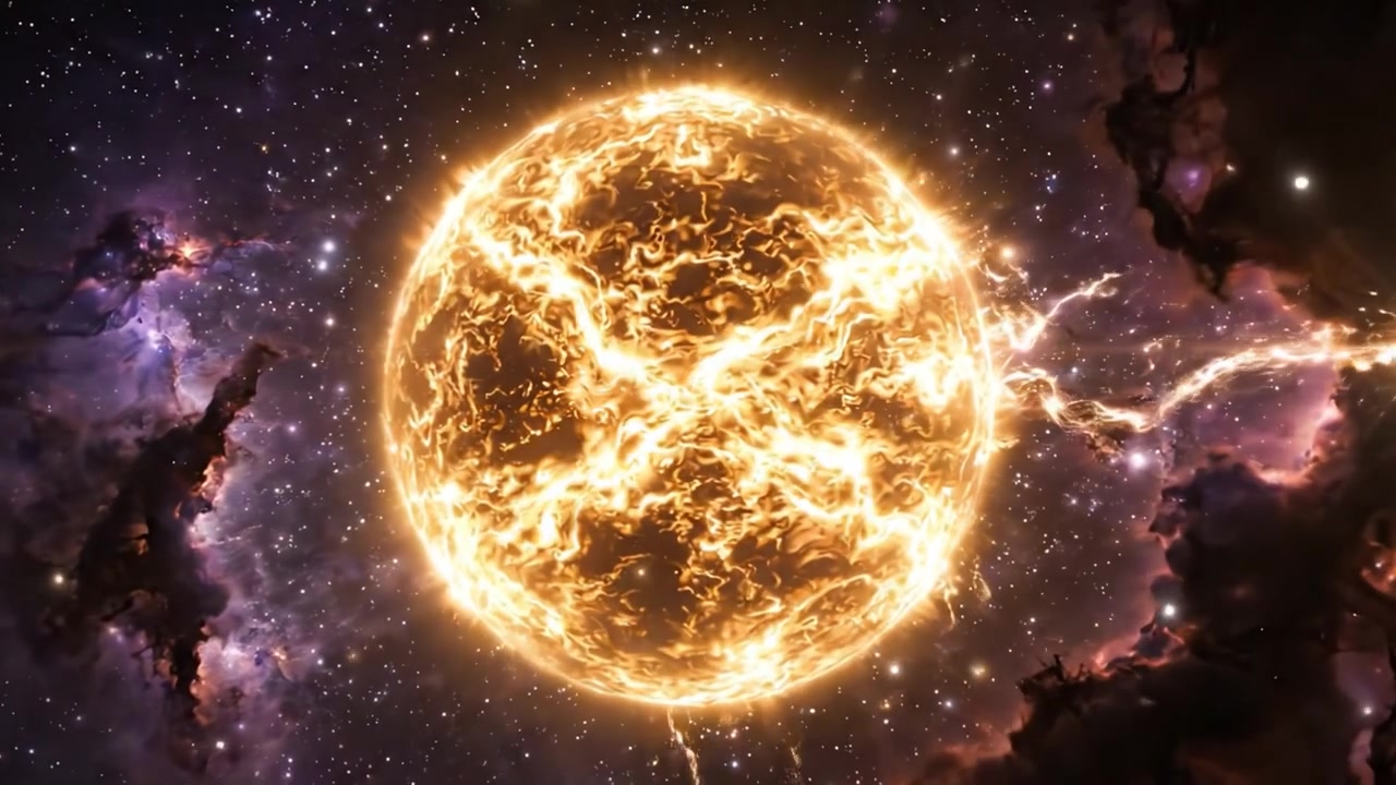 En strålende kosmisk rejse: Fra himmelske skyer til en glødende stjerne, der udforsker universets skønhed og mystik i betagende billeder.