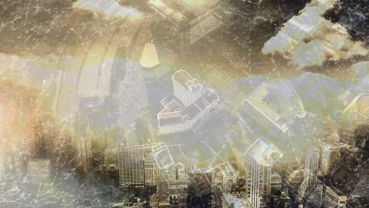 교통 과 고속도로 를 가진 도시 의 공중 전망