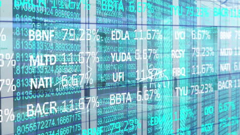 animation of mathematical equations and stock market over server room