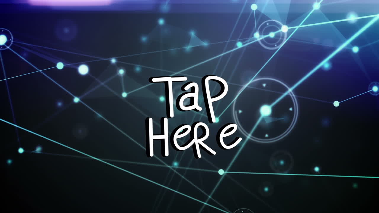 animación del toque aquí sobre las conexiones en fondo violeta y negro