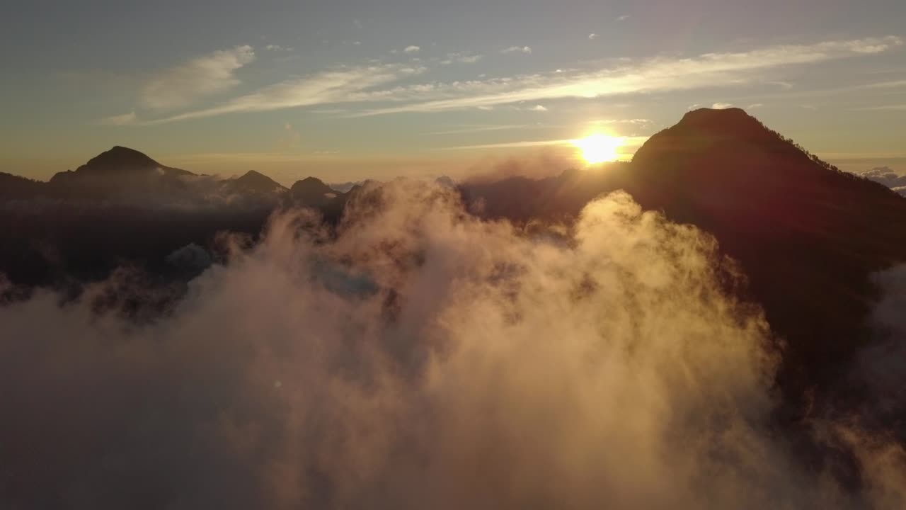 AERIAL: Mount Rinjani in Lombok Indonesia