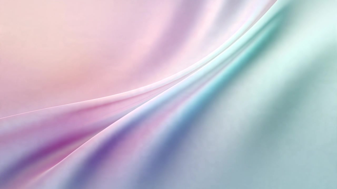 Skiftende silkestof glider til højre efter en løkke, der starter i et studie, med en diagonal fold i pastelgradient.