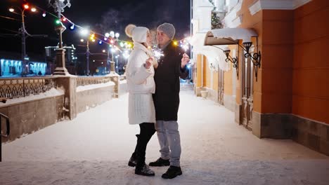 couple celebrating winter night