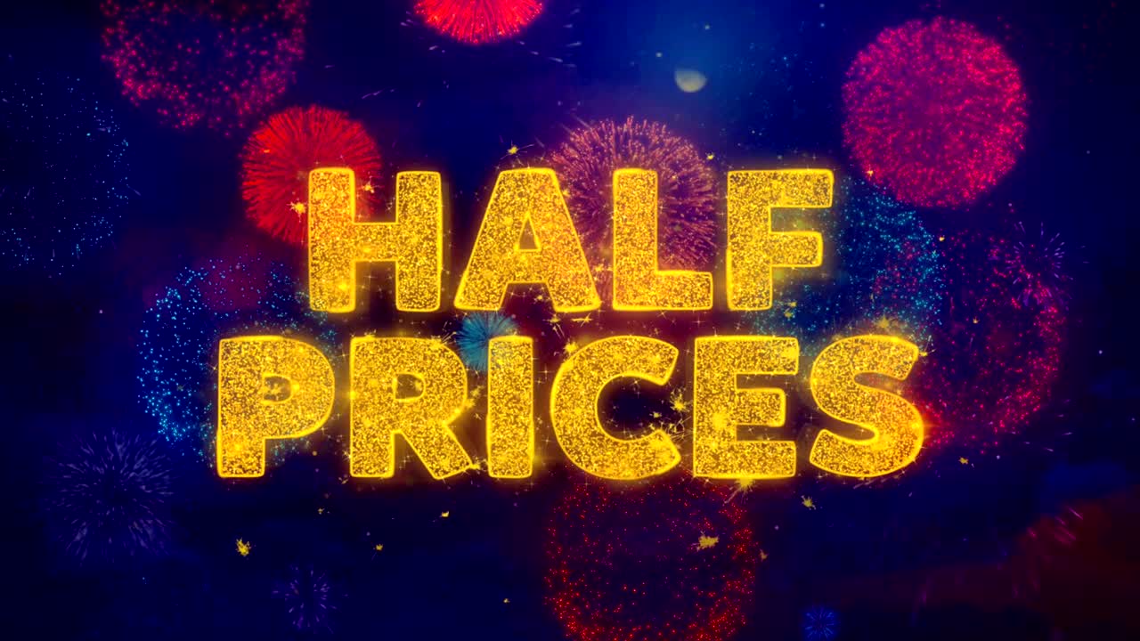 반값은 다채로운 불꽃놀이 폭발 입자에 대한 텍스트입니다.