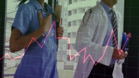 animation of diagram over diverse doctors running