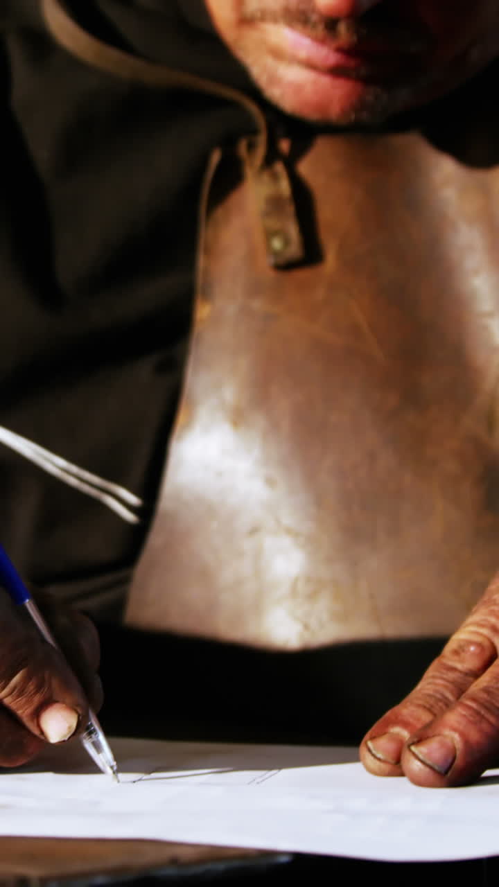 soldador trabajando en el plano