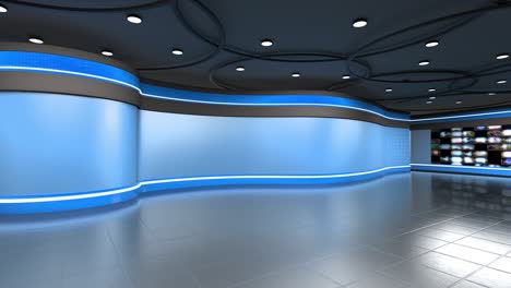 3d virtual news studio background loop