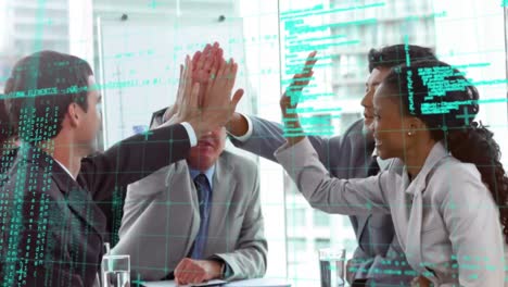 animación del procesamiento de datos financieros sobre personas de negocios en la oficina
