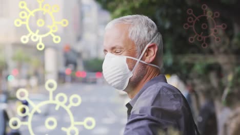 Animación-De-Células-Covid-19-Sobre-Un-Hombre-Mayor-Con-Mascarilla