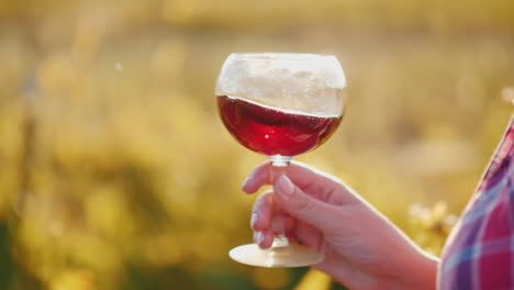 mano de mujer sosteniendo una copa de vino