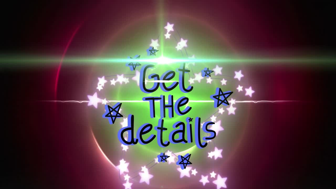 별 위에 세부 사항 텍스트를 얻는 애니메이션.