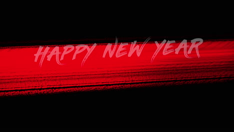 happy new year text with red stroke brush on black gradient