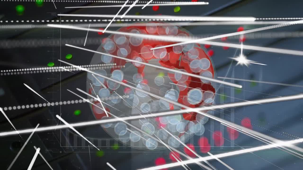 animación de la red de conexiones e iconos sobre un fondo oscuro