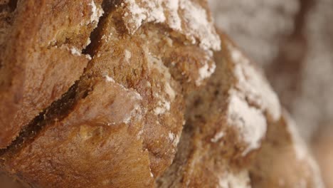 close-up of rustic bread with flour dusting