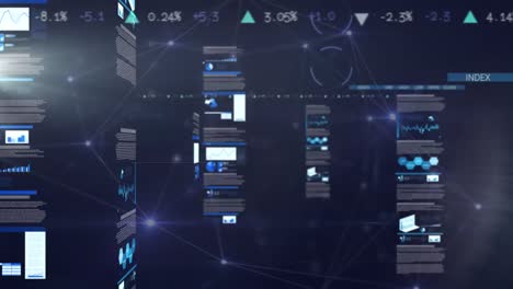 animación del procesamiento de datos diversos en el fondo de la marina