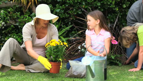 family doing some gardening