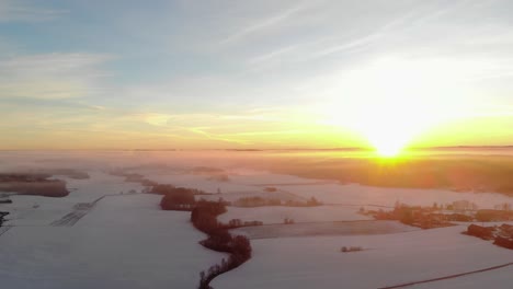 Puesta-De-Sol-En-Invierno.-Tönsberg,-Noruega.-Imágenes-De-Drones-De-4k