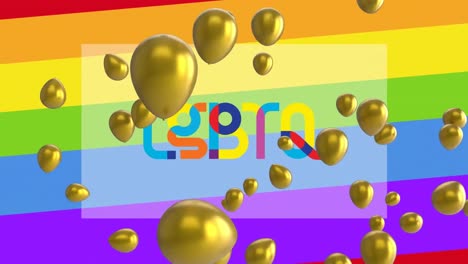 animación de globos sobre lgbtq en el fondo del arco iris