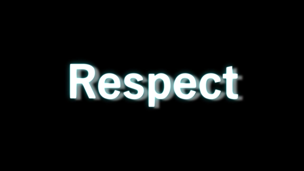 Animazione motion graphics del messaggio "Rispetto"