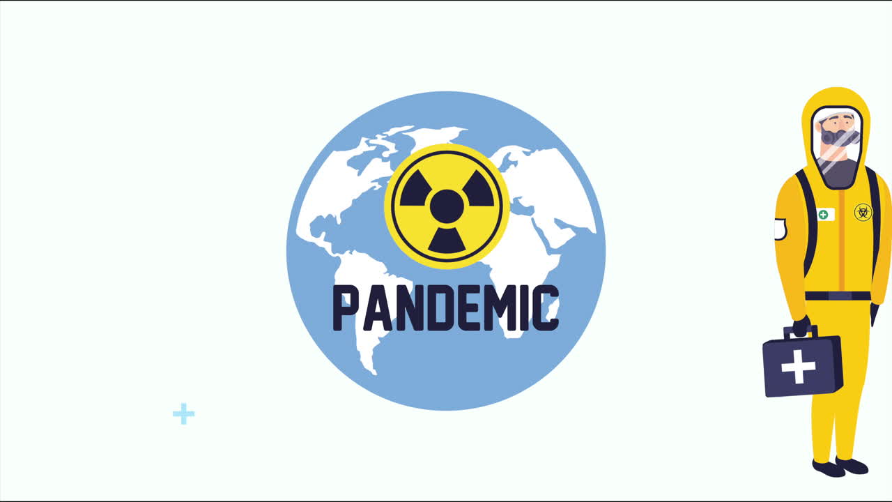 생물학적 위험복을 입은 의사와 지구 행성