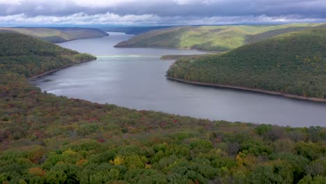 pennsylvania river by air in autumn