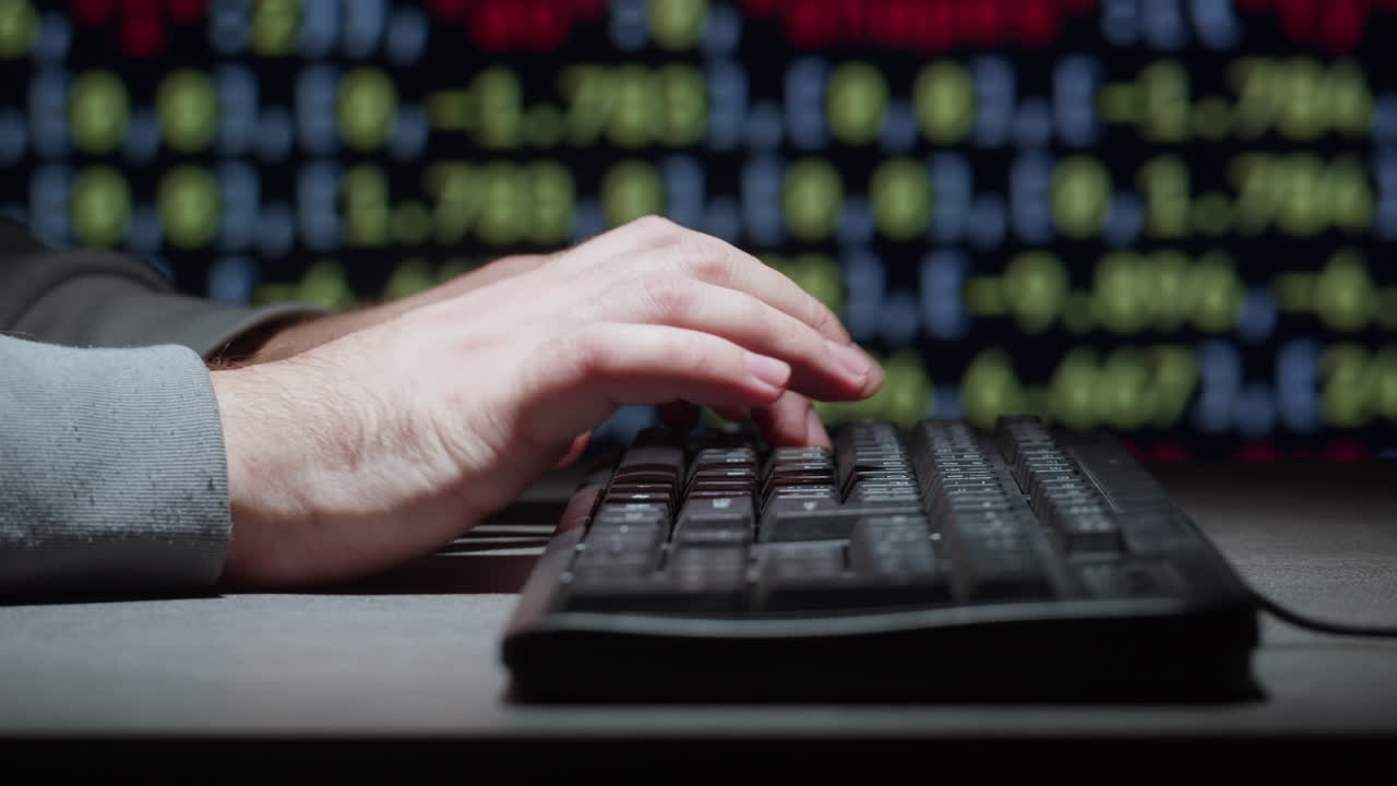 persona escribiendo en el teclado por la noche