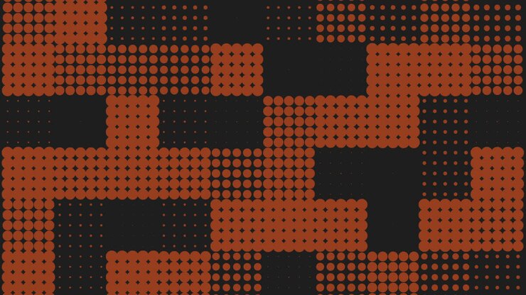 Geometric orange and black pattern squares and rectangles