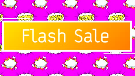 flash sale text over boom text on speech bubbles against pink background