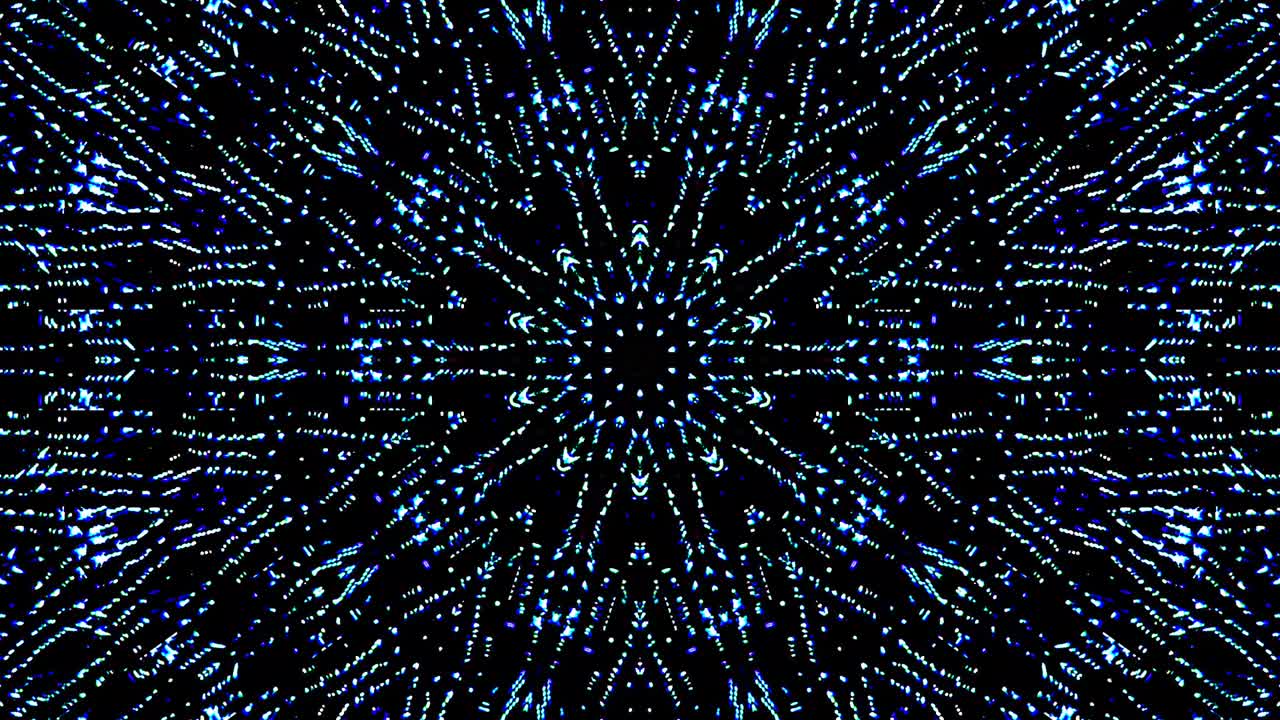 las líneas brillantes brillantes establecen un movimiento de onda azul, colorido, sobre un fondo negro