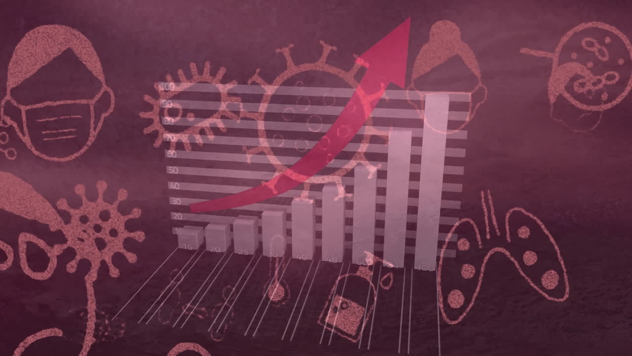 animación de celdas e iconos de covid-19 y procesamiento de estadísticas