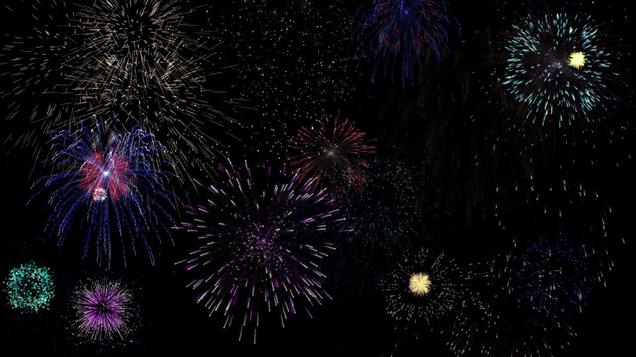 Colorful fireworks in the night sky