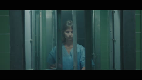 a girl in a strange operation room at night