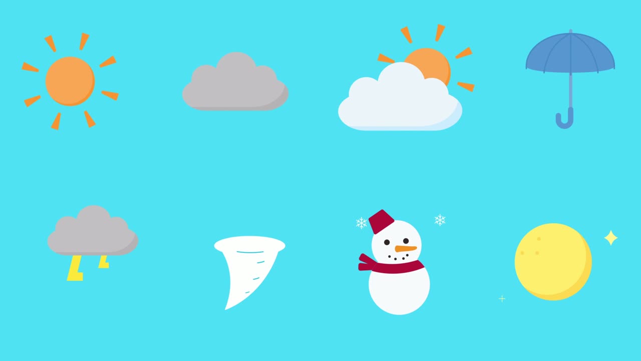 간단하고 귀여운 날씨 애니메이션 세트