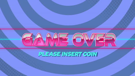 Animation-Von-Game-Over,-Nur-Text-über-Kreisen-Auf-Blauem-Hintergrund