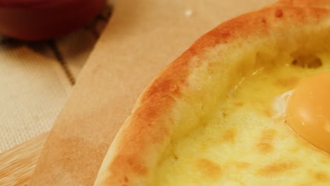 close-up of adjarian khachapuri