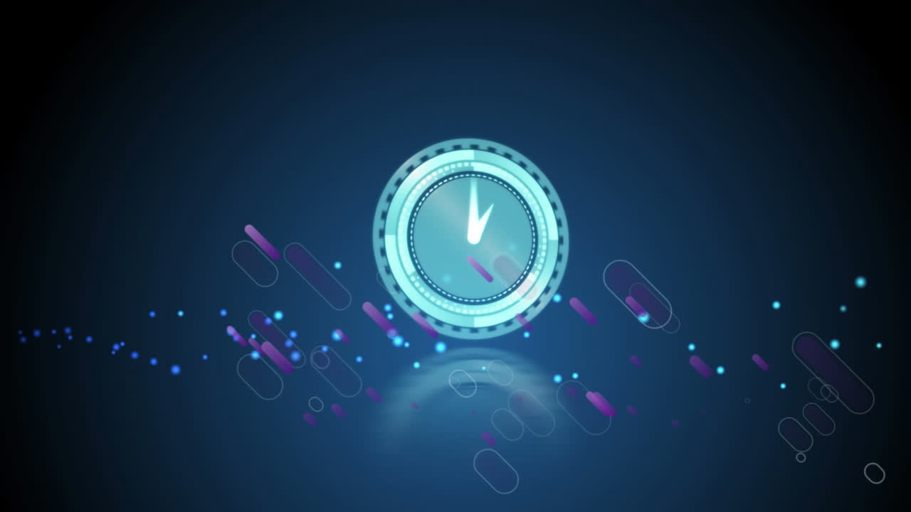 Animation of clock moving over shapes
